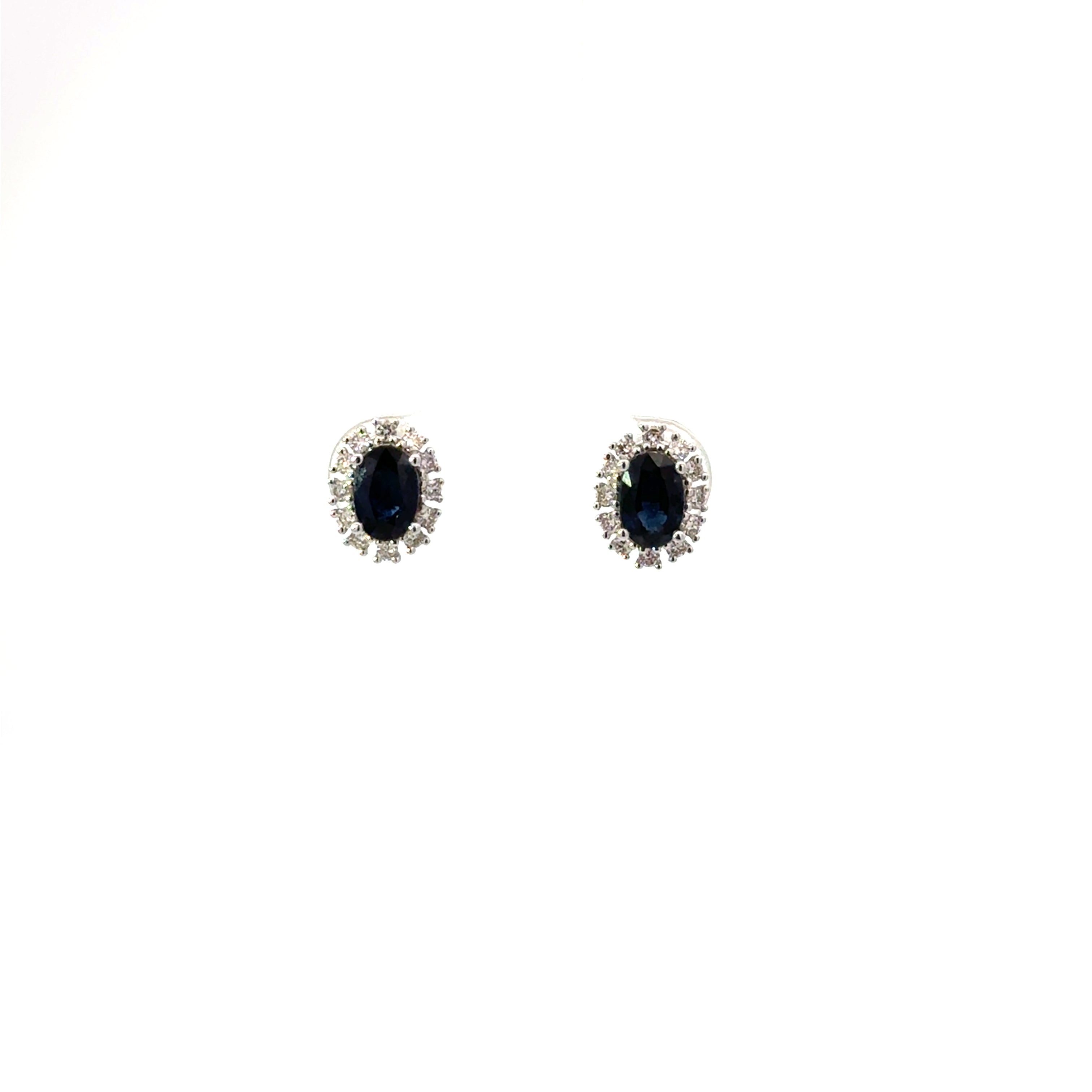 Aretes Zafiro con Halo Diamantes