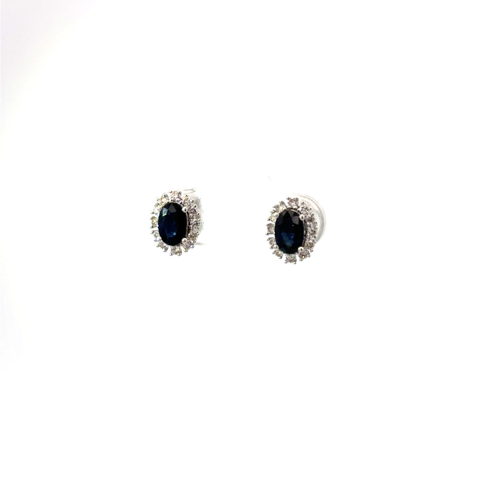 Aretes Zafiro con Halo Diamantes