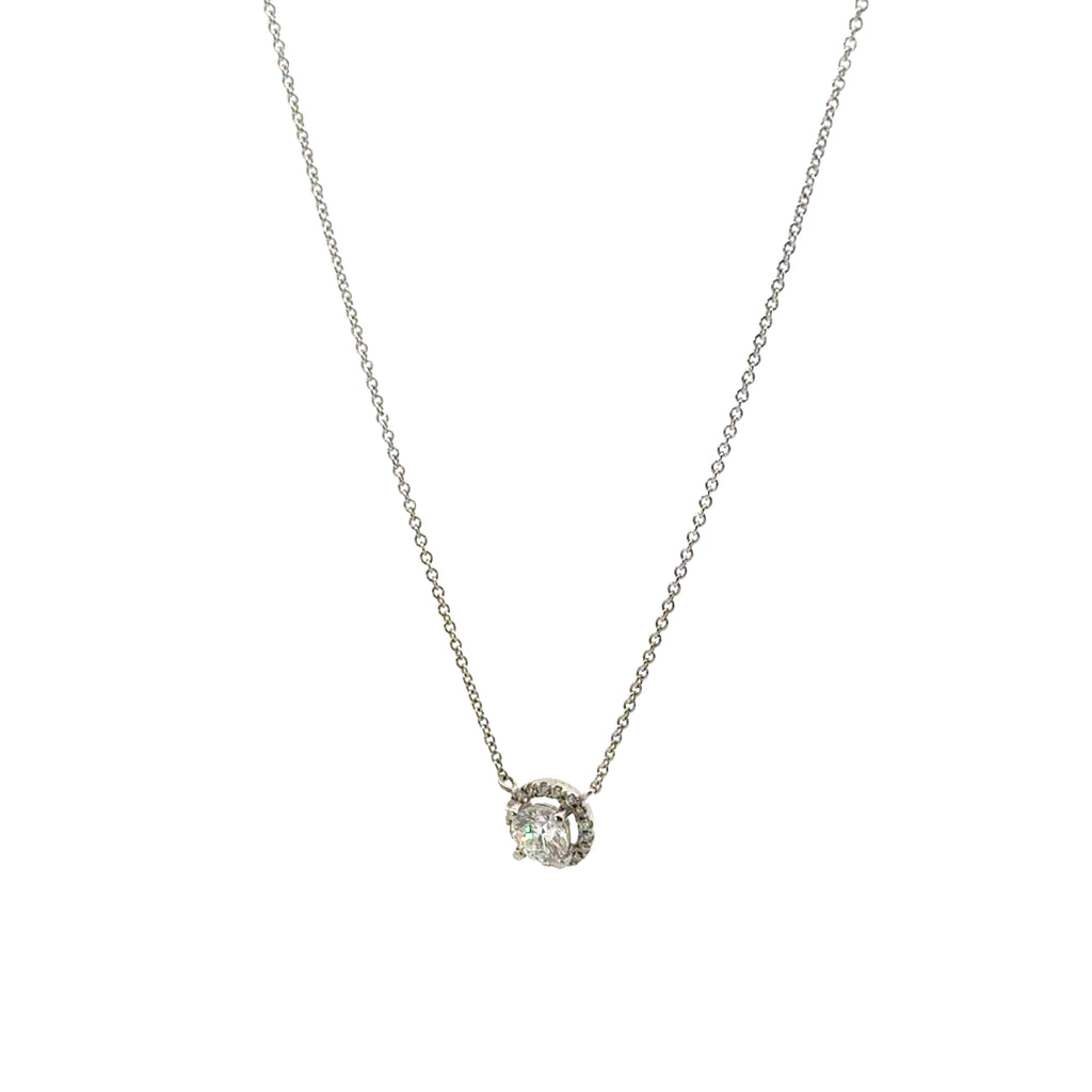 Collar Diamante con Halo Diamantes