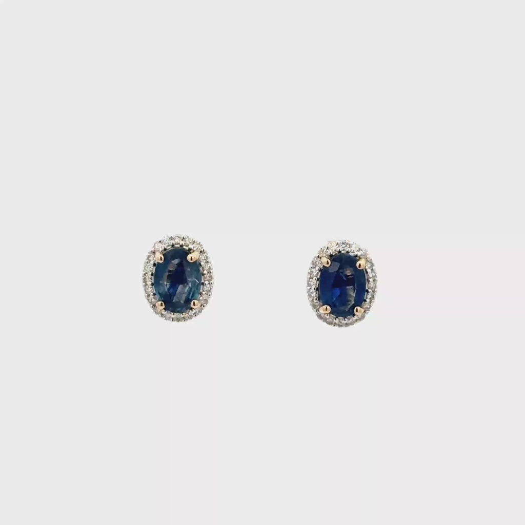 Aretes Zafiro con Halo Diamantes