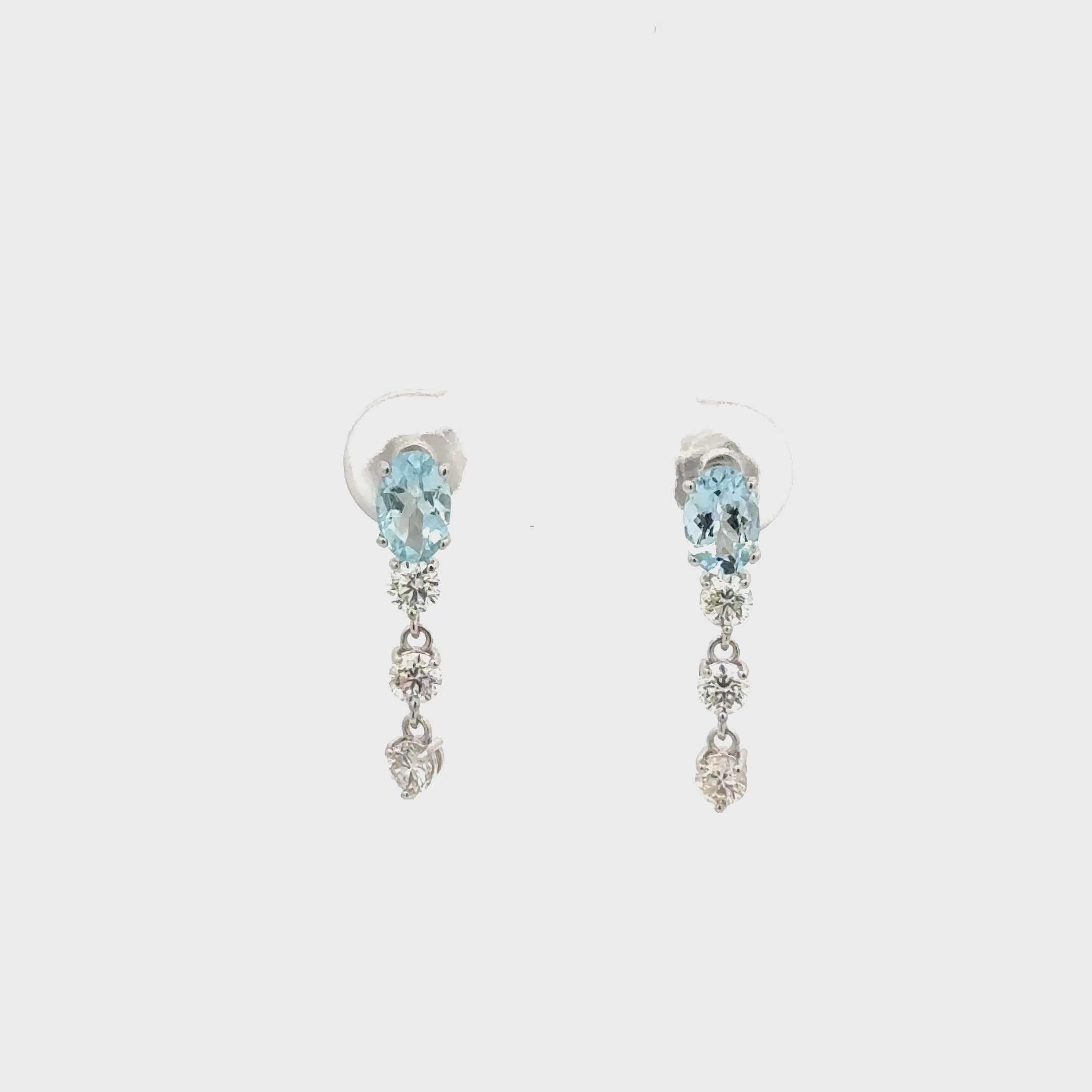 Aretes Aguamarina con Diamantes Colgantes