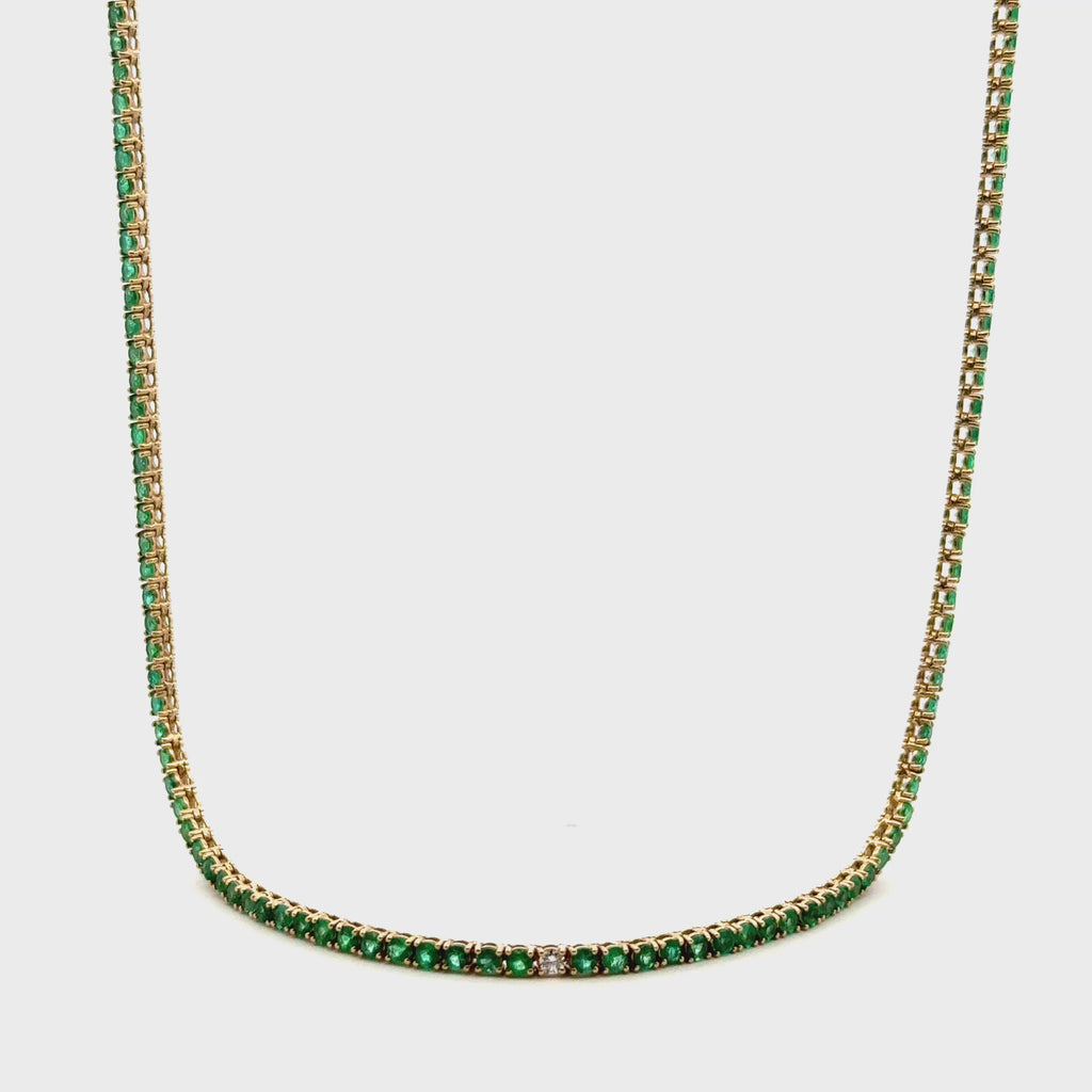 Collar Tennis Esmeraldas y Diamantes