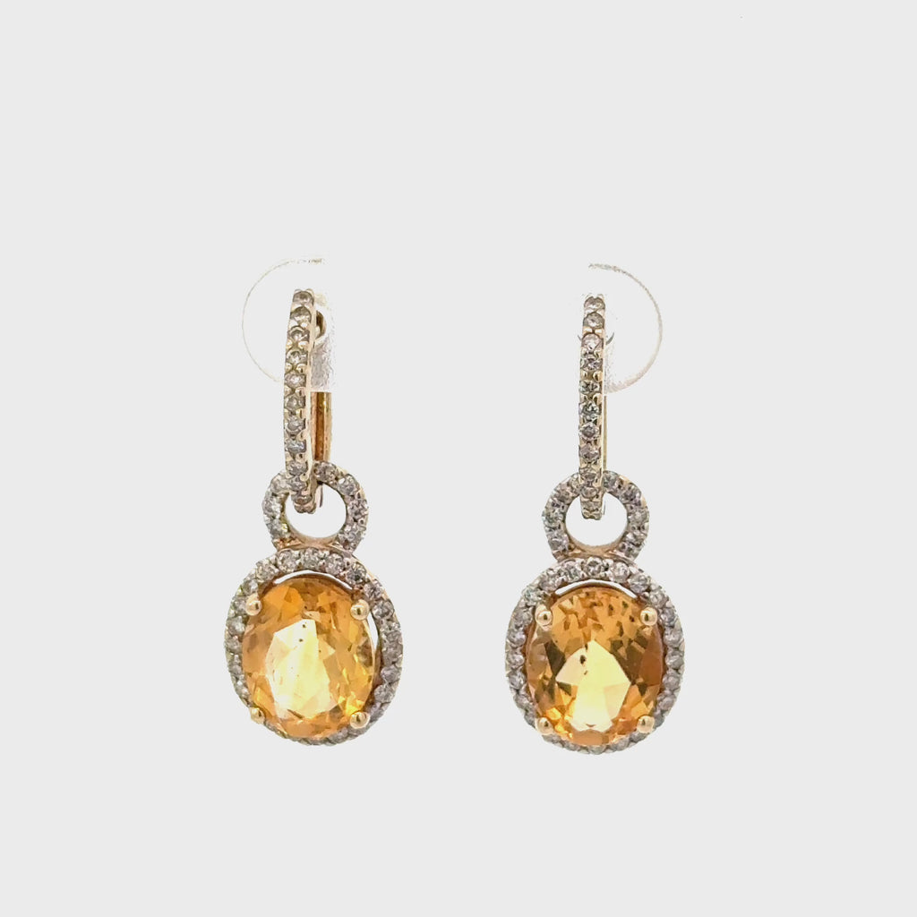Aretes de Citrinas con Diamantes