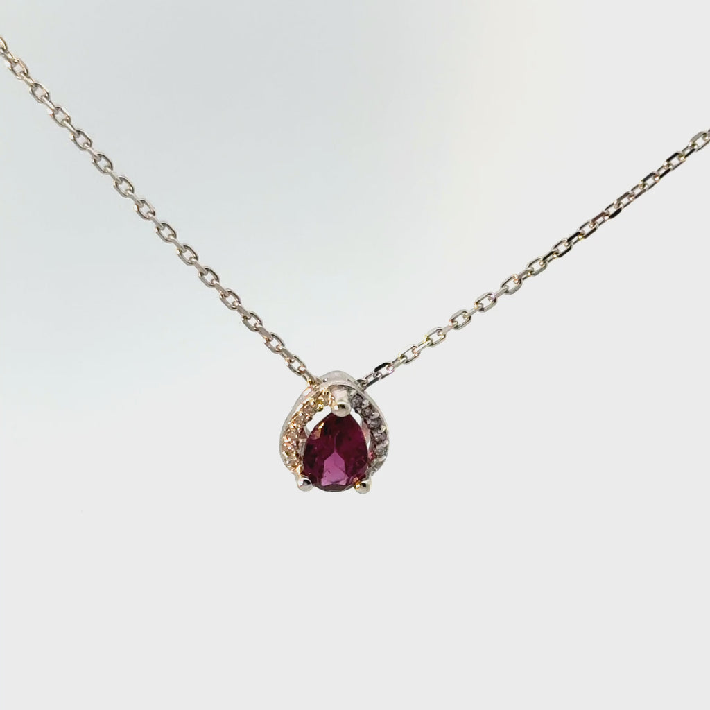 Dije Rodolita con Halo Diamante oro Blanco