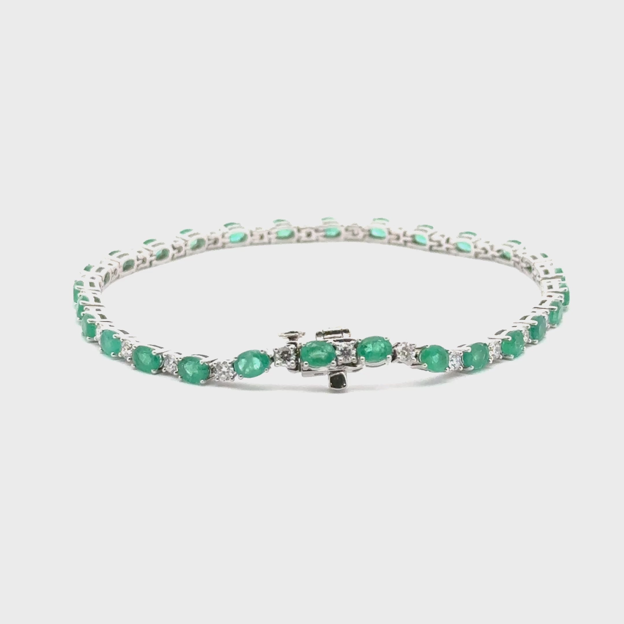 Pulsera Tennis de Esmeraldas y Diamantes