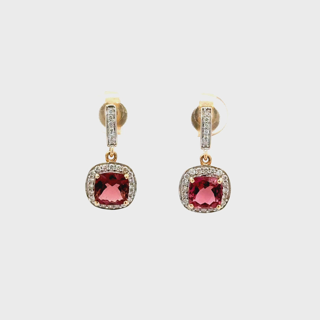 Aretes Zafiro Rosa y Diamantes