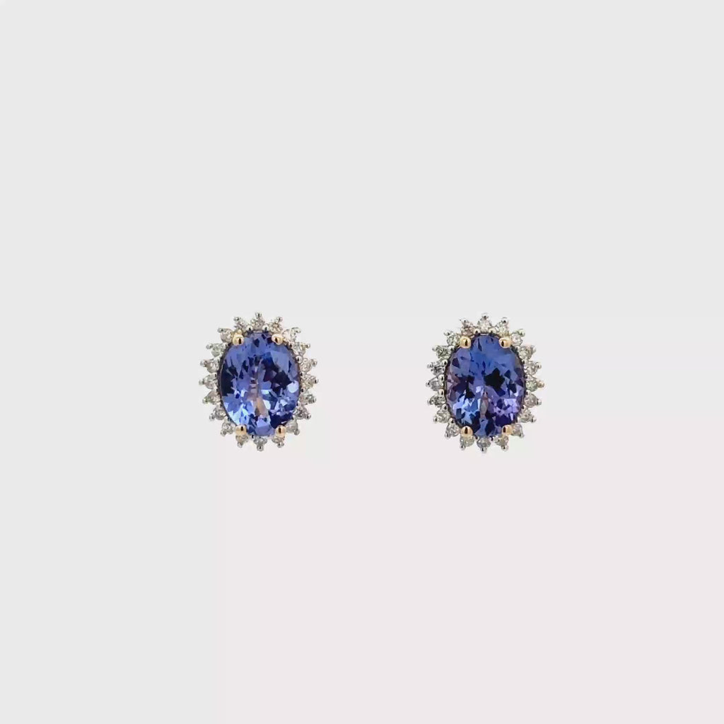 Aretes Tanzanita Halo Diamantes