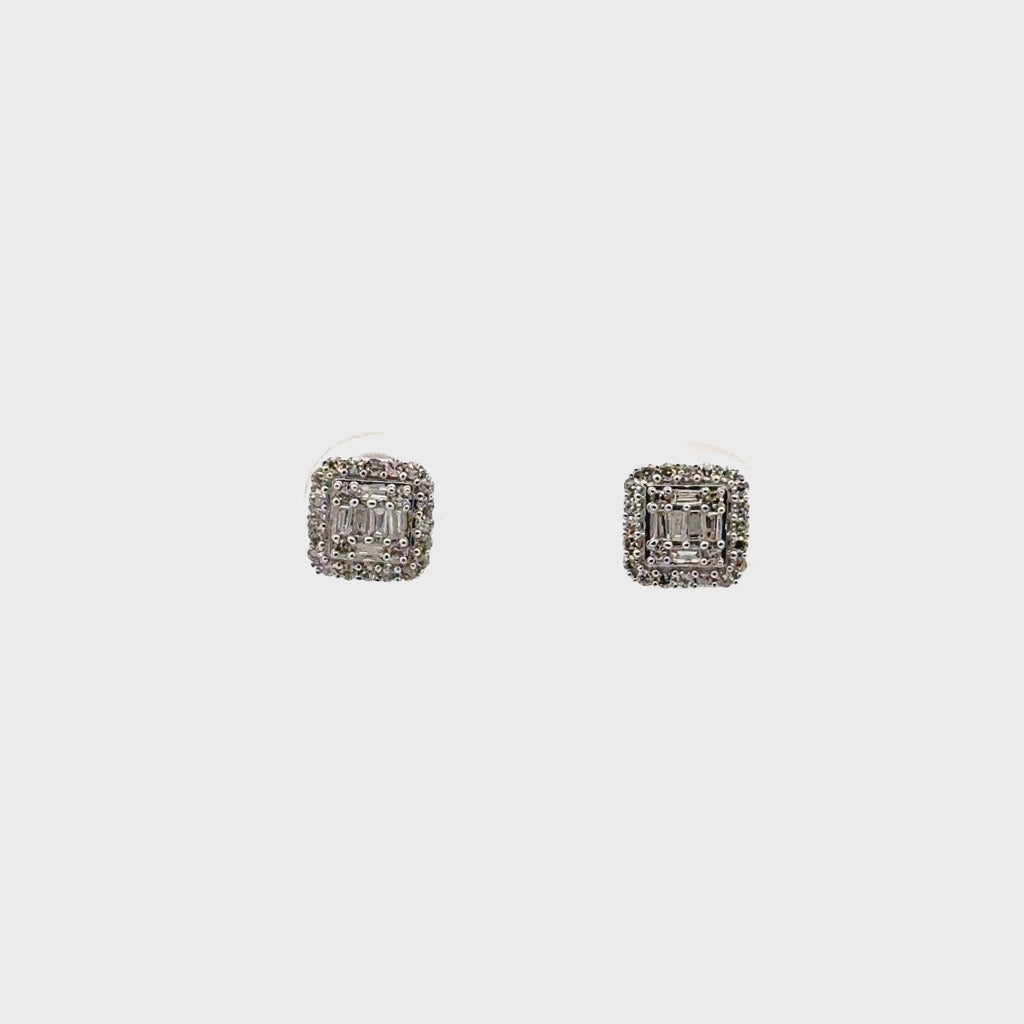 Aretes Ilusión Cuadrados de Diamantes