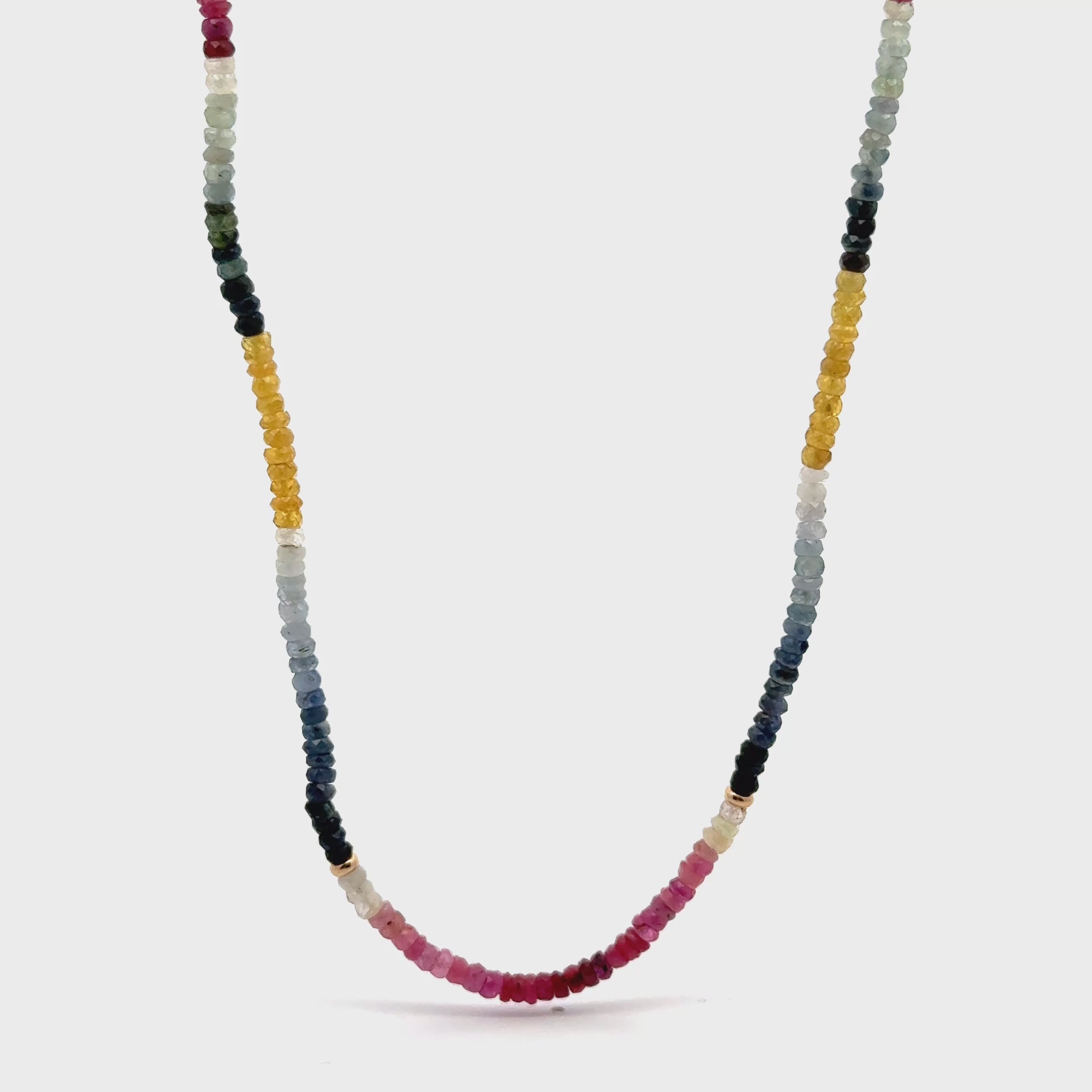 Collar Zafiros Multicolor Rondel con Oro