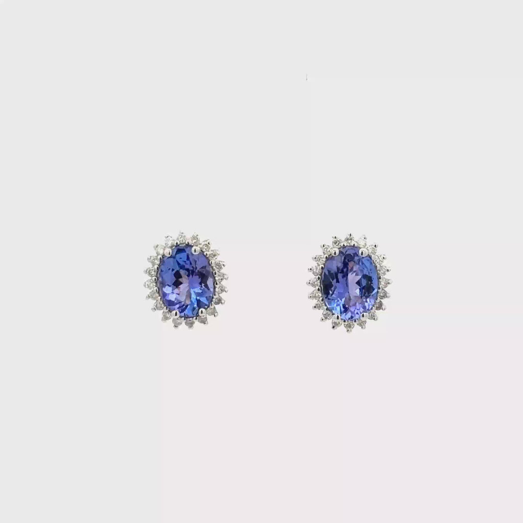 Aretes Tanzanita Halo Diamantes