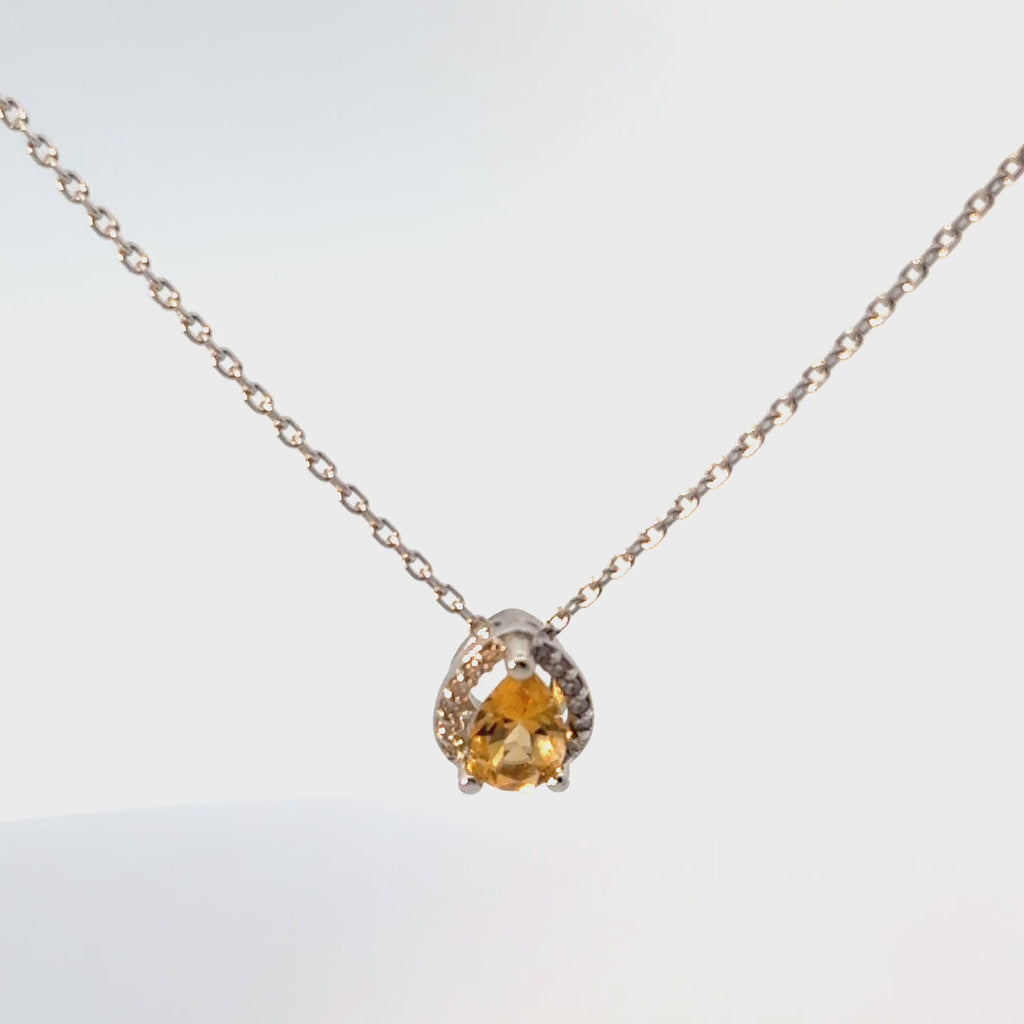 Dije Citrina con Halo Diamantes Oro Blanco